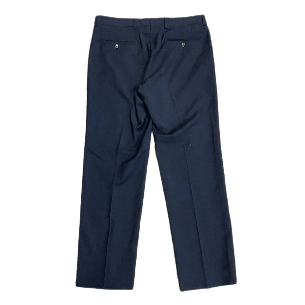 John Varvatos Men's Navy Blue Wool Star USA Flat Front Dress Pants Size 34 X 30
